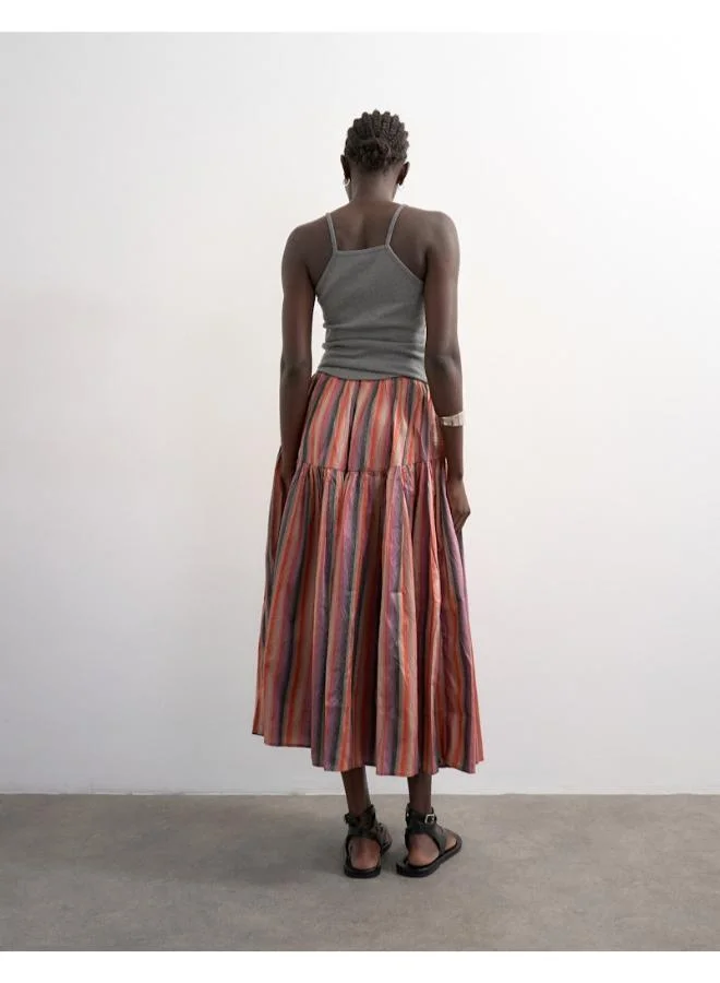 توب شوب تنورة ميدي منسوجة كاجوال