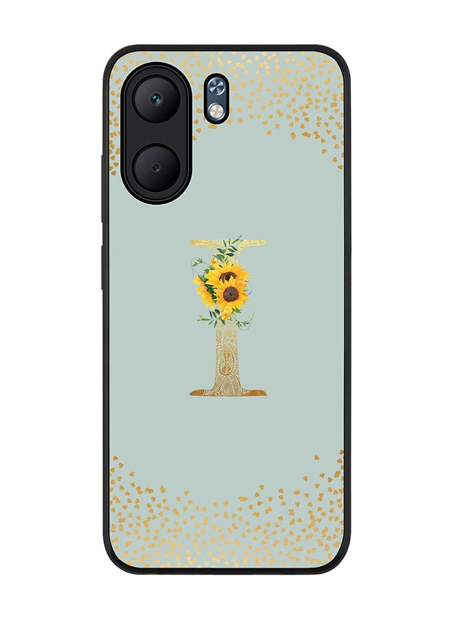 Stylizedd For Oppo A5x 5G / A5x 4G Case,Slim fit Camera Protection, Shockproof Thin Phone cover  - Custom Floral Monogram - I  (Light Grey )