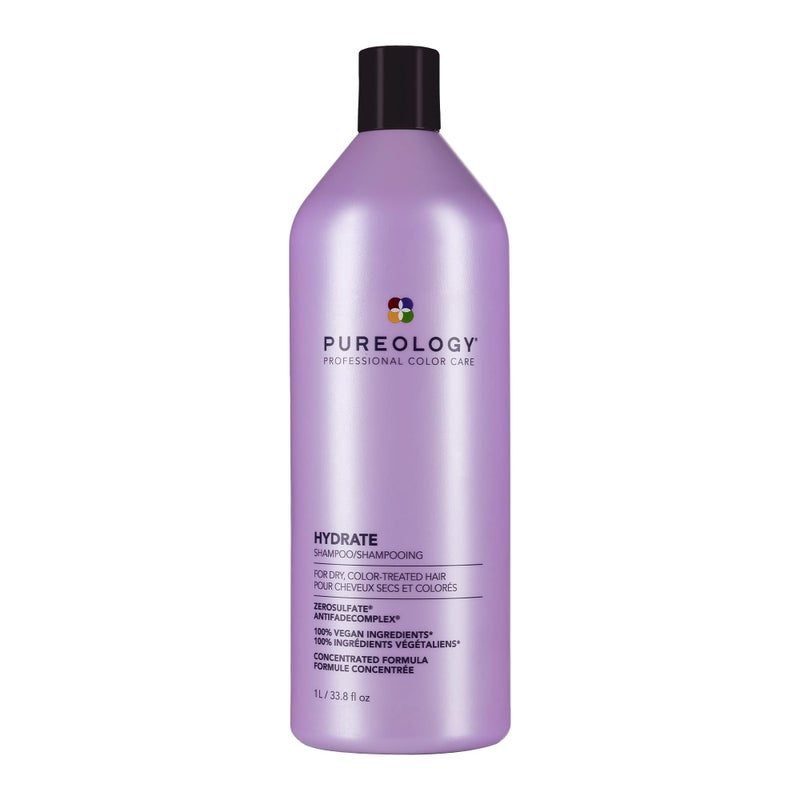 Pureology Hydrate Shampoo - For Dry or Color Treated Hair, Moisturizing Shampoo For Hydration & Softness, With Rose Extract & Green Tea, Vegan & Sulfate-Free, 33.8 Fl Oz - Image 1