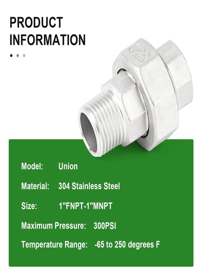 TAISHER 1PCS 304 Stainless Steel Union，1" NPT Male x 1" NPT Female Cast Pipe Fitting - Image 4