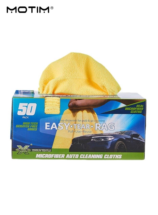 Motim 50 Pcs/Box, Car Microfiber Cleaning Towel, Reusable Soft Water Absorbent Car Drying Towel, Wet and Dry for Car Cleaning, Windows, Screen and Kitchen, 30x30CM - Image 2