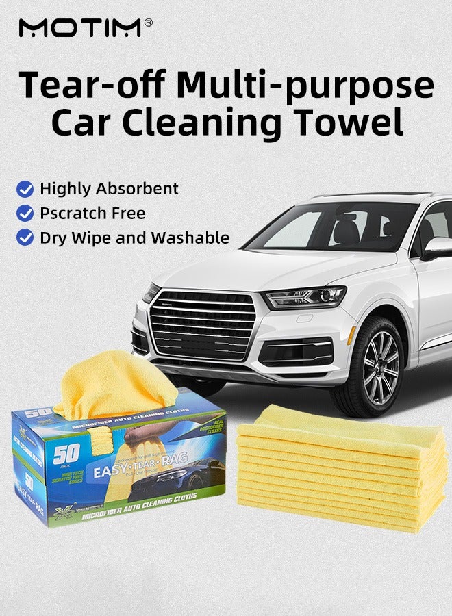 Motim 50 Pcs/Box, Car Microfiber Cleaning Towel, Reusable Soft Water Absorbent Car Drying Towel, Wet and Dry for Car Cleaning, Windows, Screen and Kitchen, 30x30CM - Image 3