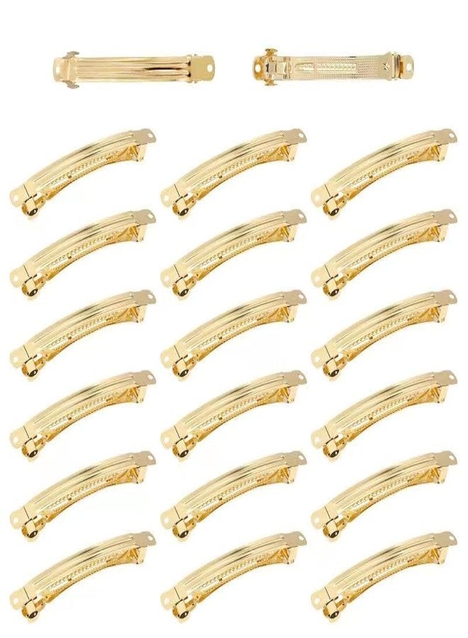 Cinaci 20 Pack 10cm /4 Inch Blank Plain DIY Craft Gold Metal French Hair Barrettes Snap Hair Clips Clasps for Women Girls Teens Hair Accessories (4 Inch) - Image 1