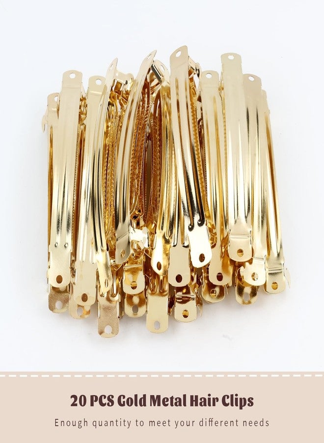 Cinaci 20 Pack 10cm /4 Inch Blank Plain DIY Craft Gold Metal French Hair Barrettes Snap Hair Clips Clasps for Women Girls Teens Hair Accessories (4 Inch) - Image 3