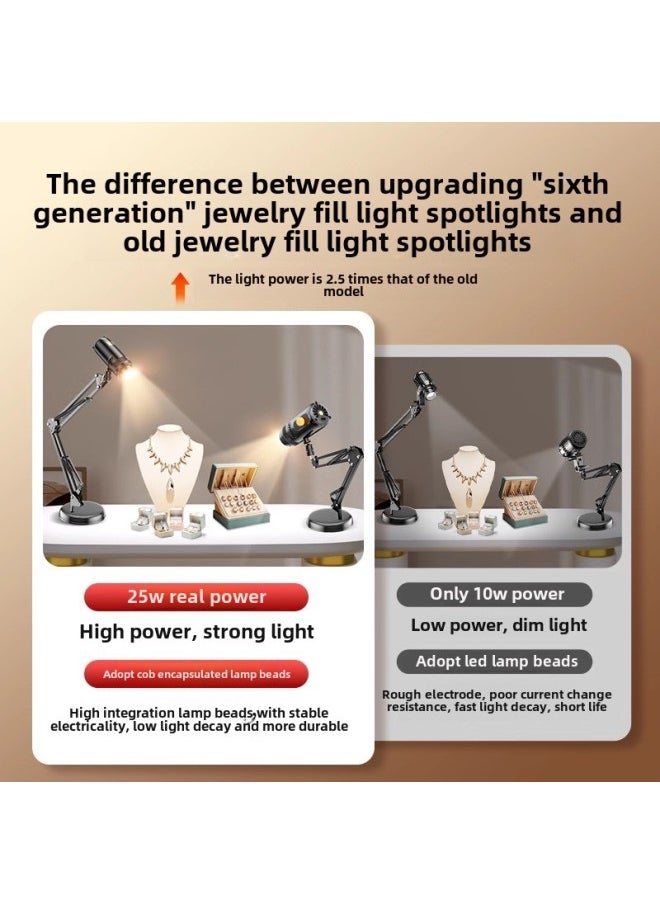 Generic Desktop Live Lights Special Spotlight Spotlight Anchor Sitting Shot Jewelry, Jade And Jade Play-Light Source Color:【double Lights|Hand Broadcast Diamond Flash Set] 25w Spotlight + 45w Full Screen Fill Light + Starlight Mirror (comes With Hand Broadcast Bracket)  - Image 4