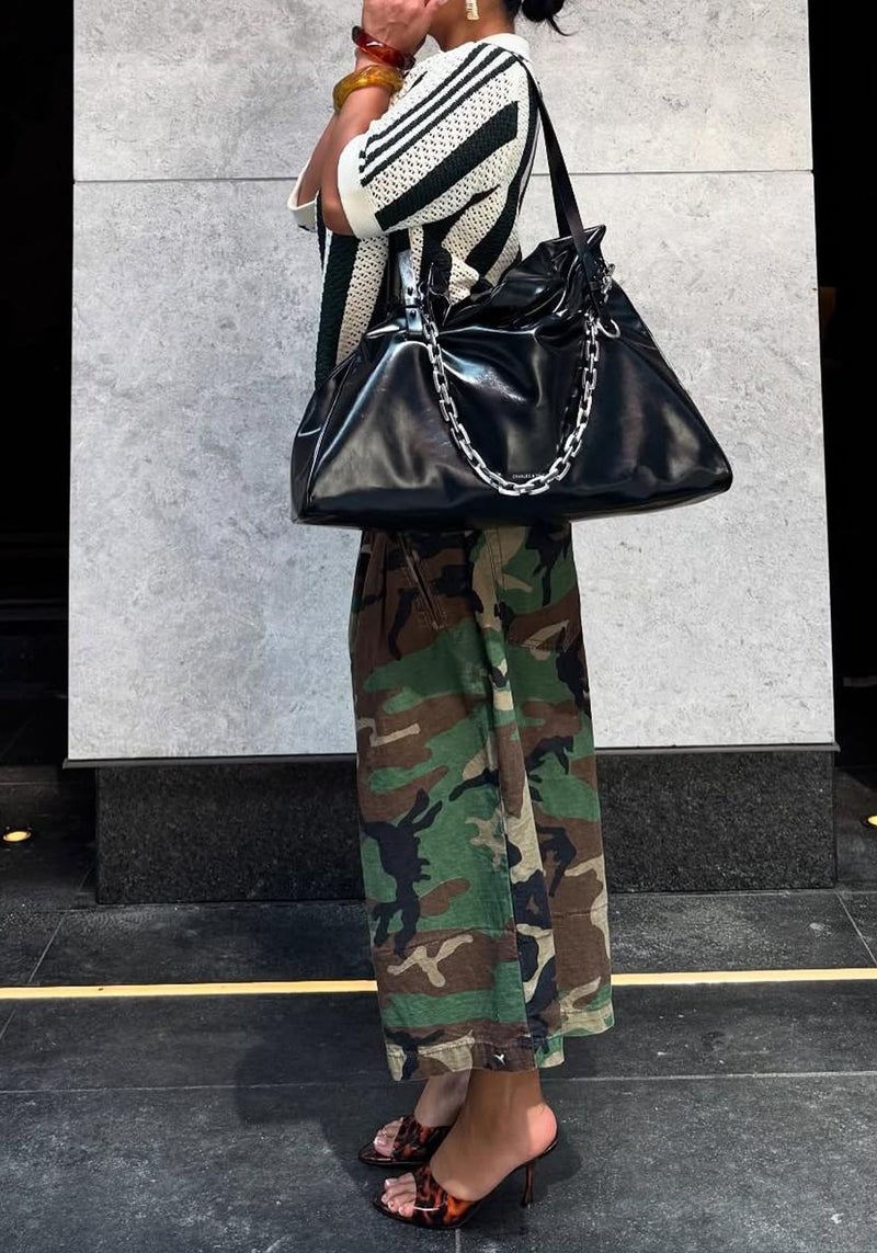 NRTHYE Womens Camo Cargo Jeans Army Fatigue Baggy Wide Leg High Waist Capris Camouflage Trousers Bermuda Boyfriend Pants - Image 5