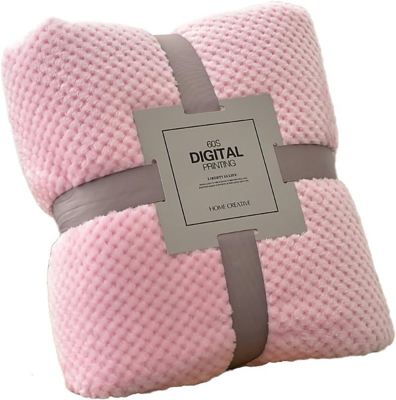 VIDSID Plush blanket, Super Soft and Warm 100 * 150cm Throw Blanket for Couch, Cozy, Fuzzy and Lightweight (Pink 100 * 150cm) - Image 1
