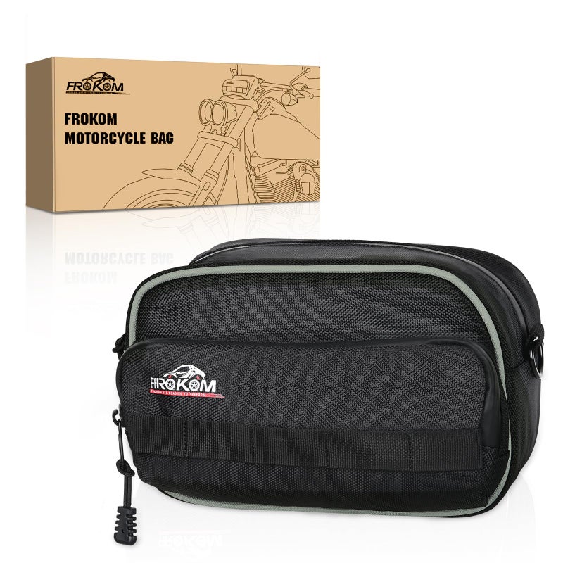 Frokom Motorcycle Handlebar Bag Black Sissy Bar BagTool BagFront Fork Storage Accessory BagUniversal Handle Bar BagBike Bar Bagfor Motorcycle Cruiser Softail Dyna Sportsters - Image 2