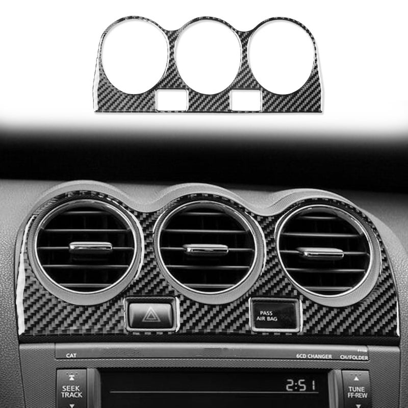 PJFUS Real 3K Black Carbon Fiber Car Dashboard Central AC VentHazard Light Control Panel Sticker Interior Accessories Compatible with Nissan AltimaAltima CoupeAltima Hybrid 2008 2009 2010 2011 2012