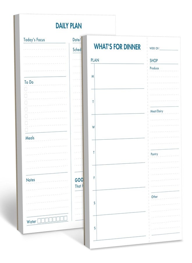 Gethelud 2 Pack Magnetic Planner Pad, What’s for Dinner & Daily Plan, Tear-off Weekly Meal Planning Grocery List Notepad, Family Dinner Menu Shopping List for Fridge, Whiteboard, 52 Sheets per Pad - Image 1