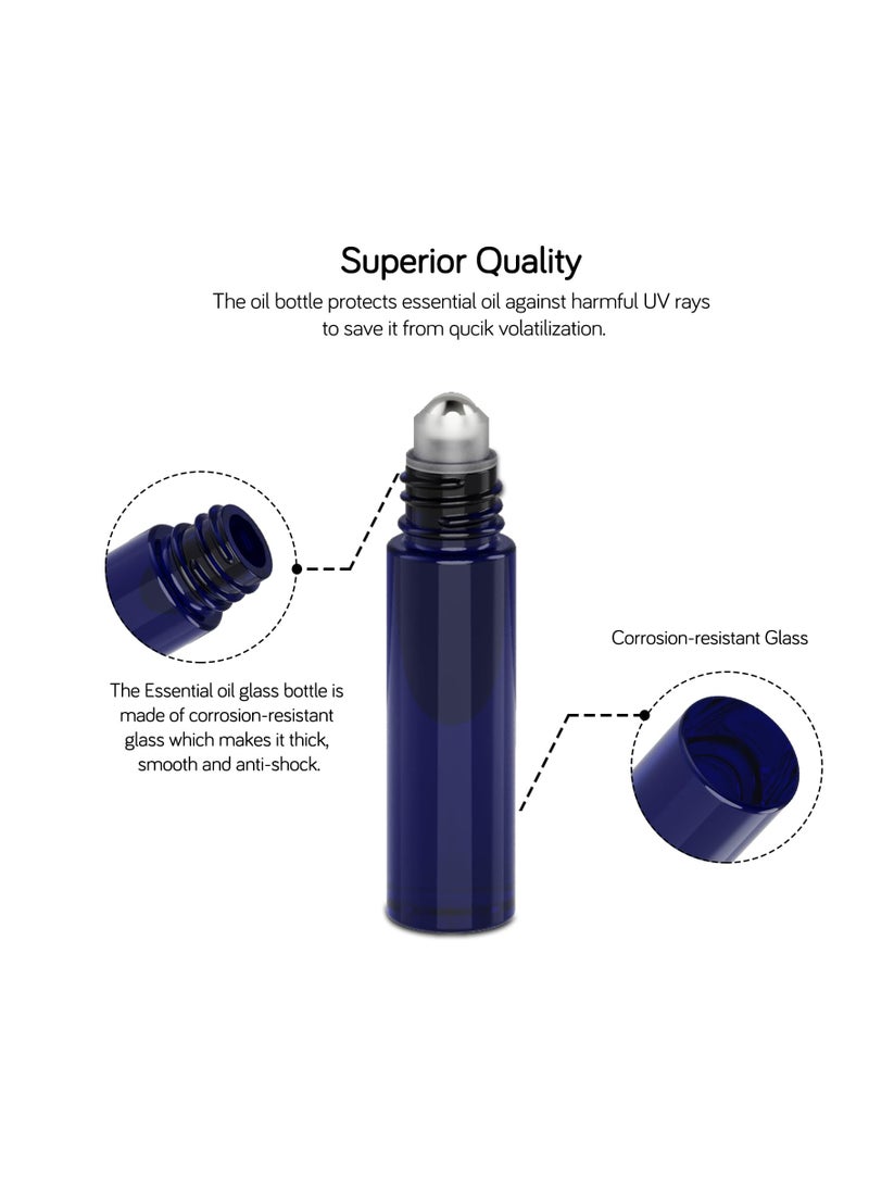 PrettyCare PrettyCare Roller Bottles For Oils 10 ml (Amber Glass and Blue Glass, 6 Pack, 1 Extra Stainless Steel Balls, 12 Labels, 1 Opener, 1 Funnels Essential Oil Roller Bottles, Roller on Bottles  - Image 4