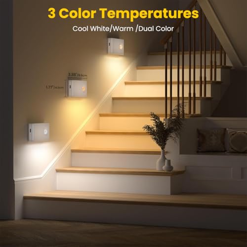 ELEPHANTBOAT® 3Pcs Motion Sensor LED Light, Magnetic Night Light 3-Color Dimmable USB Sensor Light for Home Indoor, Rechargeable Cordless Wall Lamp for Closet Wardrobe 700mAh 8.75x4.5cm - Image 2