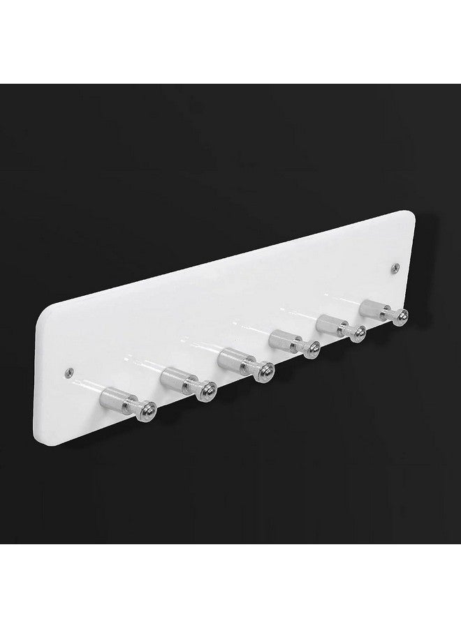 FORTUNE High Grade Acrylic Key Stand Wall Mount, 6 Hooks Cloth Holder, Jewelry Holder Multipurpose for Home, Hotels, Bathroom Accessories Decor- Black and White (Key Stand Stud, Pack of 1) - Image 1