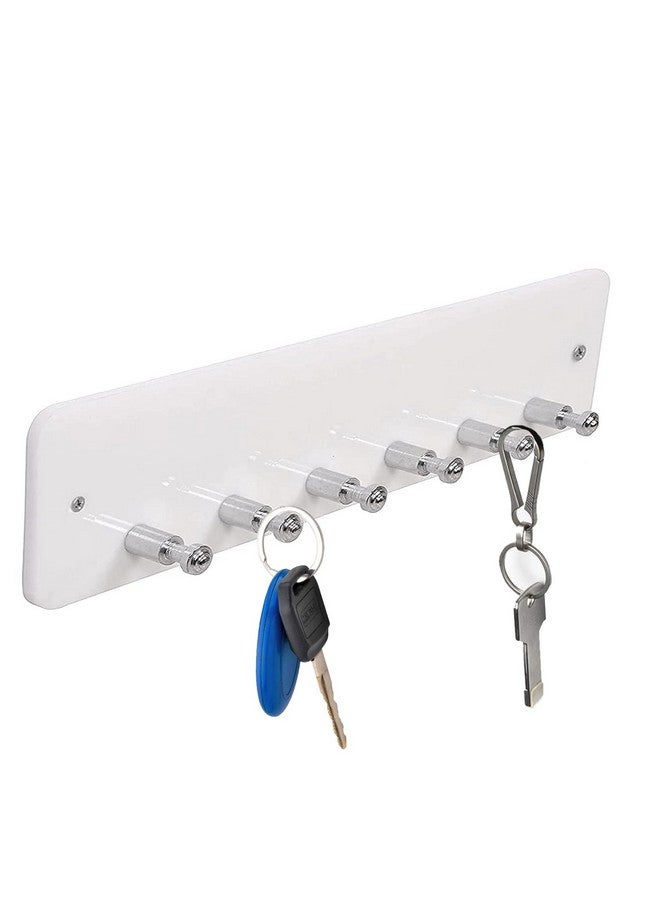 FORTUNE High Grade Acrylic Key Stand Wall Mount, 6 Hooks Cloth Holder, Jewelry Holder Multipurpose for Home, Hotels, Bathroom Accessories Decor- Black and White (Key Stand Stud, Pack of 1) - Image 2