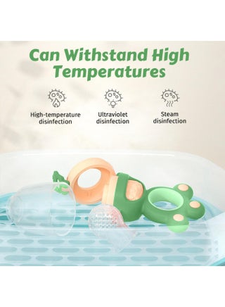 Baby Fruit Feeder, 2-in-1 Fresh Food Feeder with 3 Sizes S M L Sacs, BPA Free Soft Silicone Nibbler, Pushable Rotating Design Self Feeding Teething Toy, Safe Infant Toddler Weaning Relief Gift (Green) - view 2