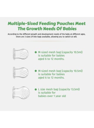 Baby Fruit Feeder, 2-in-1 Fresh Food Feeder with 3 Sizes S M L Sacs, BPA Free Soft Silicone Nibbler, Pushable Rotating Design Self Feeding Teething Toy, Safe Infant Toddler Weaning Relief Gift (Green) - view 3