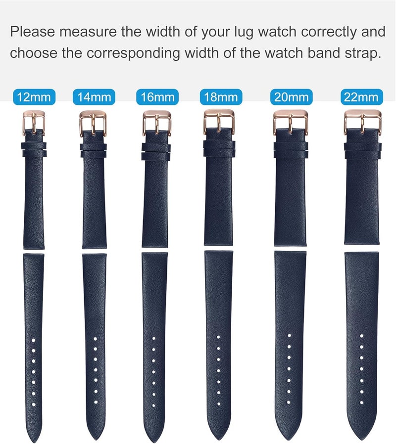 QUARKZMAN Leather Watch Strap Watch Leather Strap Watch Straps Flat Thin Elegant Leather Watch Strap Buckle for Smartwatch Men Women Men Women - Image 2