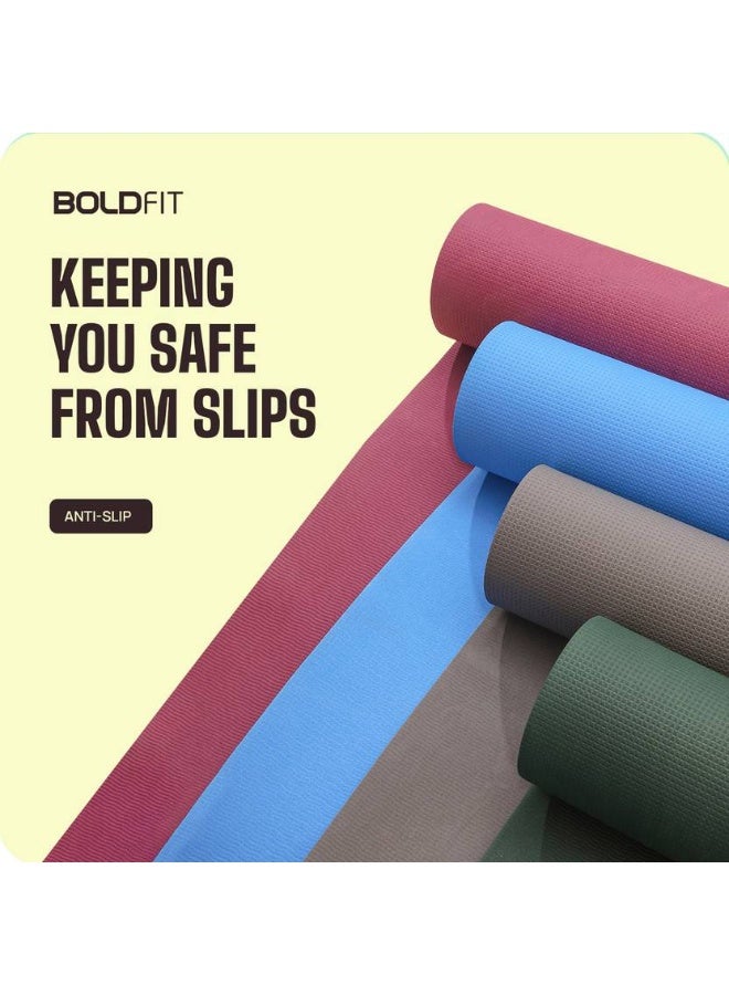 BOLDFIT BOLDFIT Yoga Mat For Men Women & Kids Eva Exercise Mat For Gym With Cover Strap Mattress Blue 4 mm Yoga Mat  - Image 5