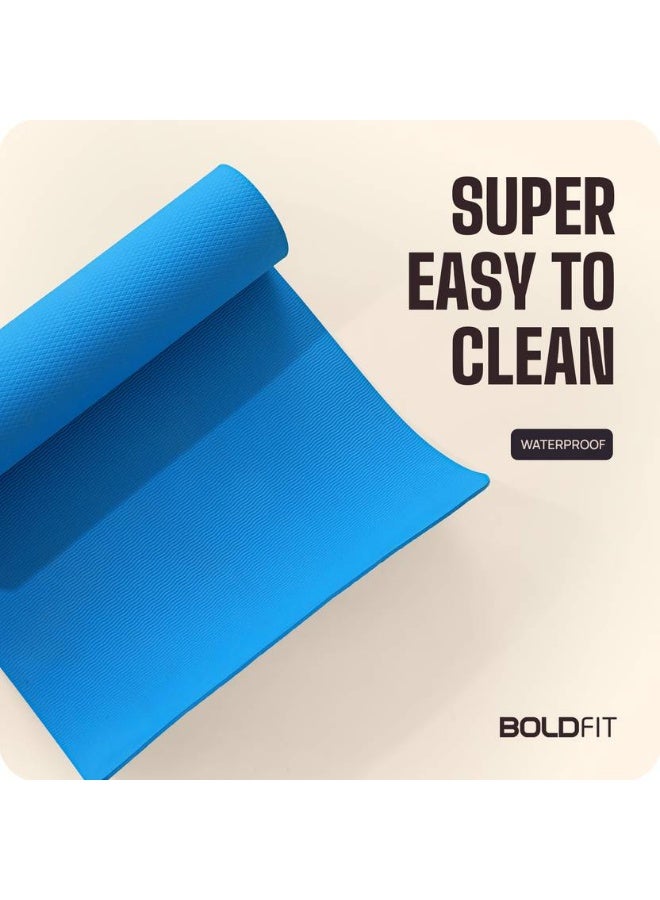 BOLDFIT BOLDFIT Yoga Mat For Men Women & Kids Eva Exercise Mat For Gym With Cover Strap Mattress Blue 4 mm Yoga Mat  - Image 4
