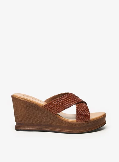 Celeste Women's Textured Cross Strap Sandals with Wedge Heels