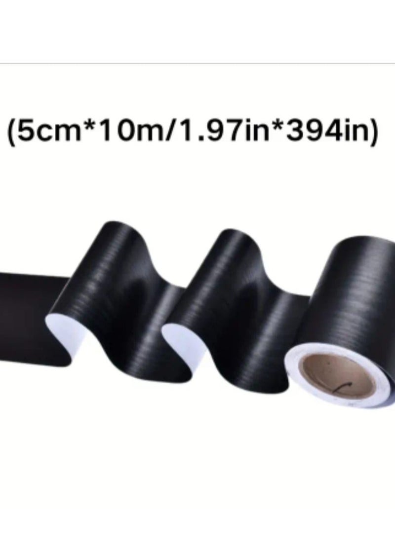 1pc Black Wood Grain Peel & Stick Wallpaper Border - 10m Removable PVC, Waterproof & Oil-Proof, Easy to Apply Mirror Frame Decor for Kitchen & Bathroom, Chic Home Makeover, Waterproof Wallpaper for Bathroom  - Image 1
