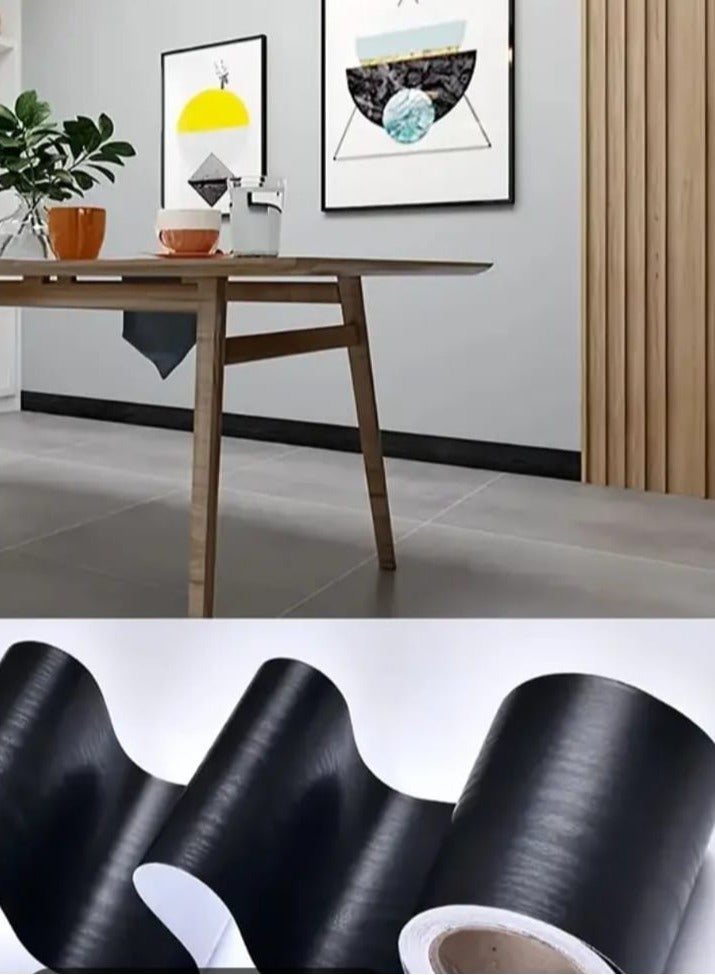 1pc Black Wood Grain Peel & Stick Wallpaper Border - 10m Removable PVC, Waterproof & Oil-Proof, Easy to Apply Mirror Frame Decor for Kitchen & Bathroom, Chic Home Makeover, Waterproof Wallpaper for Bathroom  - Image 5