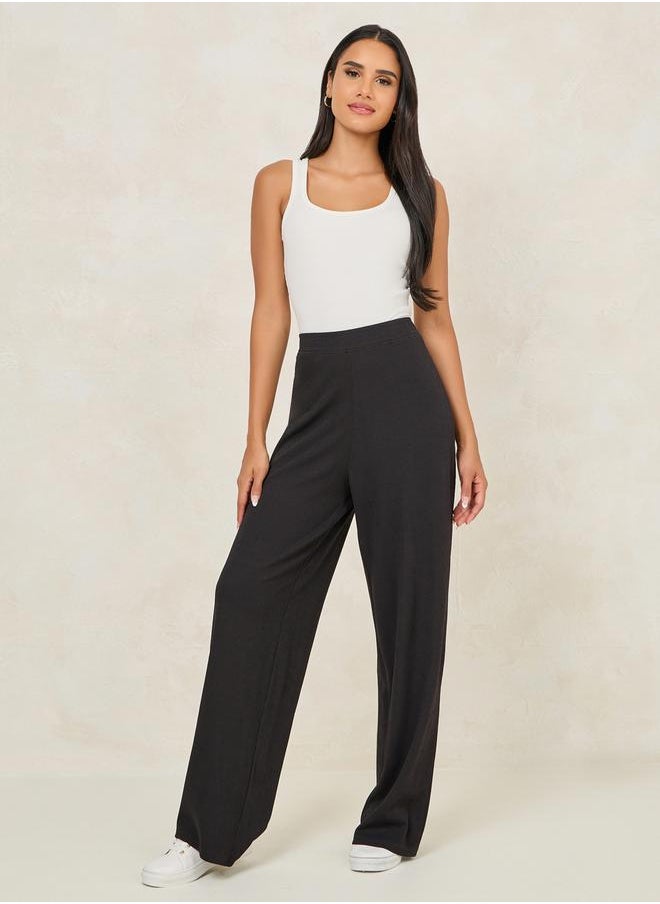 Ribbed Wide Leg Pants with Elastic Waistband - pzsku/Z1168E0F8225BC9FCA9EFZ/45/_/1720357101/dc2753fd-e4a7-4b0b-b6e1-248f8ccd1259