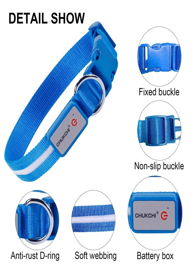 CHUKCHI LED Dog Collar Rechargeable,Waterproof Flashing Collar,Light Up Glow Collar, Adjustable Soft Safety Light Up for Small Medium Large Dogs Walking Camping at Night (Blue-L) - Image 4