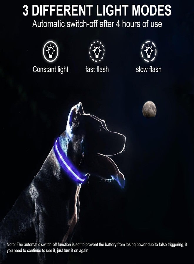 CHUKCHI LED Dog Collar Rechargeable,Waterproof Flashing Collar,Light Up Glow Collar, Adjustable Soft Safety Light Up for Small Medium Large Dogs Walking Camping at Night (Blue-L) - Image 3