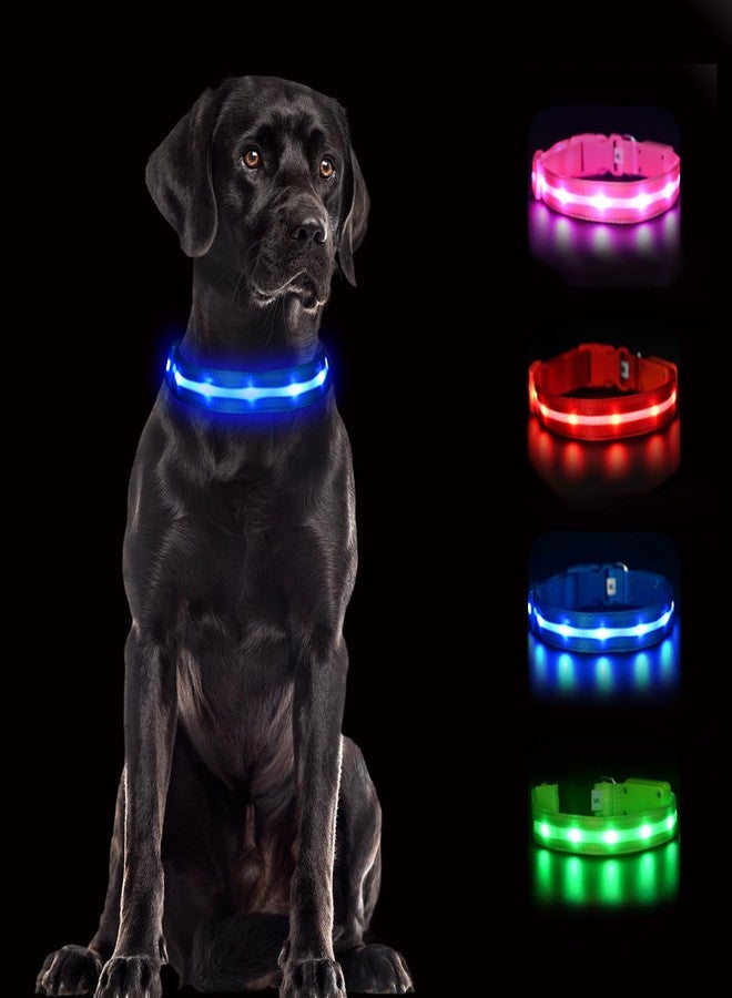 CHUKCHI LED Dog Collar Rechargeable,Waterproof Flashing Collar,Light Up Glow Collar, Adjustable Soft Safety Light Up for Small Medium Large Dogs Walking Camping at Night (Blue-L) - Image 1