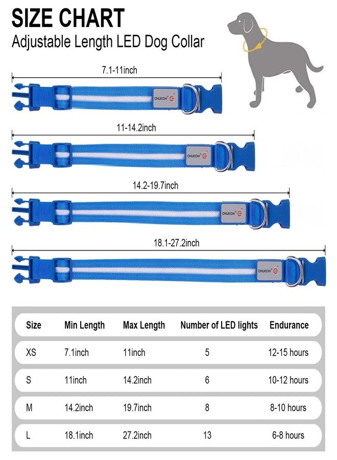 CHUKCHI LED Dog Collar Rechargeable,Waterproof Flashing Collar,Light Up Glow Collar, Adjustable Soft Safety Light Up for Small Medium Large Dogs Walking Camping at Night (Blue-L) - Image 2