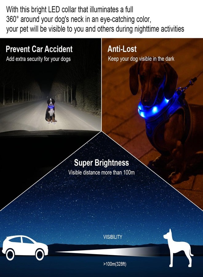 CHUKCHI LED Dog Collar Rechargeable,Waterproof Flashing Collar,Light Up Glow Collar, Adjustable Soft Safety Light Up for Small Medium Large Dogs Walking Camping at Night (Blue-L) - Image 5