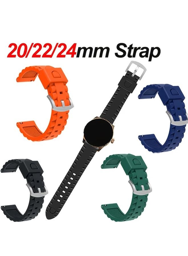 22mm Deep Blue Sporty Watch Band with Deployant Clasp Durable Silica Gel Wristband - Image 2