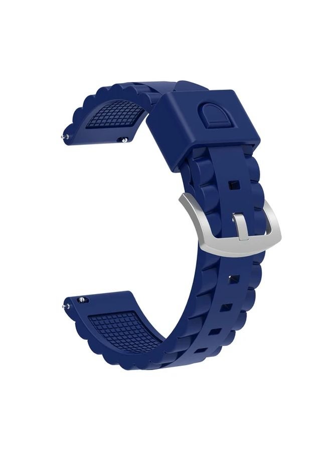 22mm Deep Blue Sporty Watch Band with Deployant Clasp Durable Silica Gel Wristband - Image 1