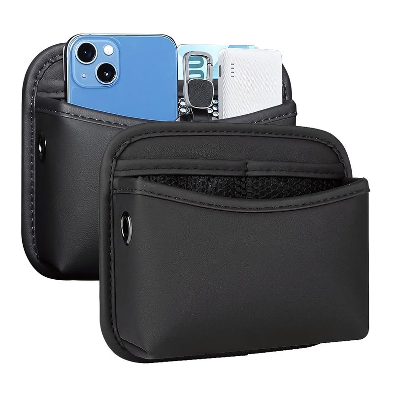 SOOPII 2Pack Car Seat Side Storage Pocket PU Leather Small Organizer Multifunctional Console Side Organizer Bag for PhoneKeys Sunglass and Wallet Black - Image 3