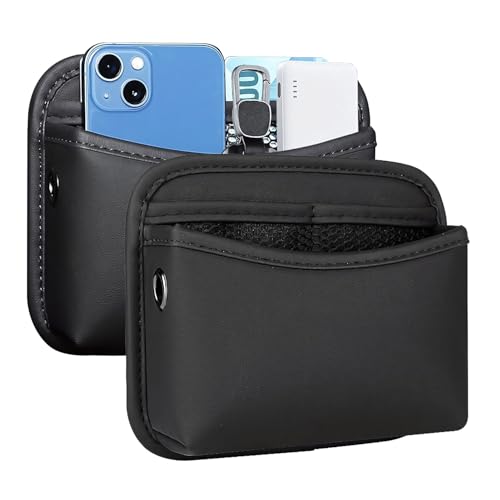 SOOPII 2Pack Car Seat Side Storage Pocket PU Leather Small Organizer Multifunctional Console Side Organizer Bag for PhoneKeys Sunglass and Wallet Black - Image 1