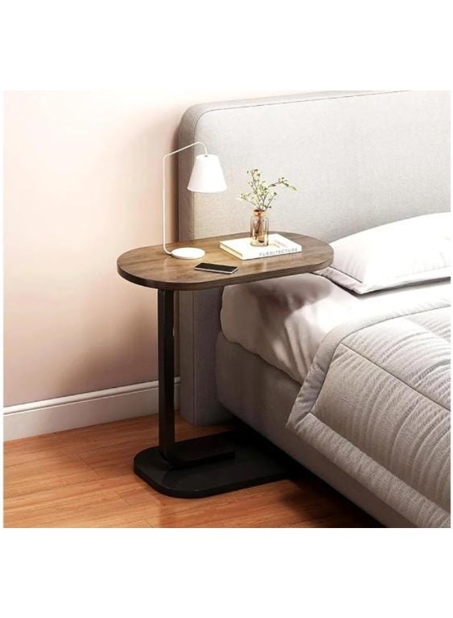 A modern side coffee table, a distinctive piece of furniture for the living room, with a wooden top and metal frame. Suitable for sofas and beds, it also functions as a laptop stand. Its simple, space-saving design makes it a practical home decor item. - Image 2