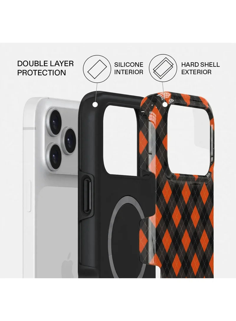 Mobcos iPhone 18 Pro Autumn Plaid Premium Case Compatible with Hybrid Dual-Layer Hard Shell + Silicone Protection - Scratch-Resistant Shockproof Mobile Cover