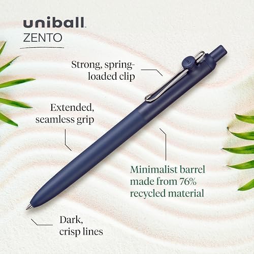 Uniball Uni-ball Zento Liquid Ink Rollerball Pens - Blue Ink Pack of 12 - Image 3