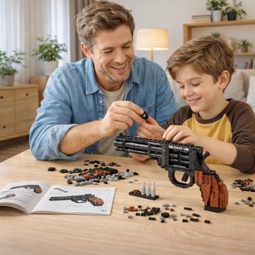ELEFOCUS 11 Revolver Gun Building Block Set Technic Pistol Kit Brick Gun Model for Kids Ages 6 Hand Guns Construction Toy Set300PCS - Image 5