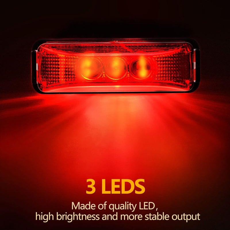 Yahenda 20 Pieces 3.9 Inch 3 LED Waterproof Trailer Marker Lights - Amber and Red - Image 4
