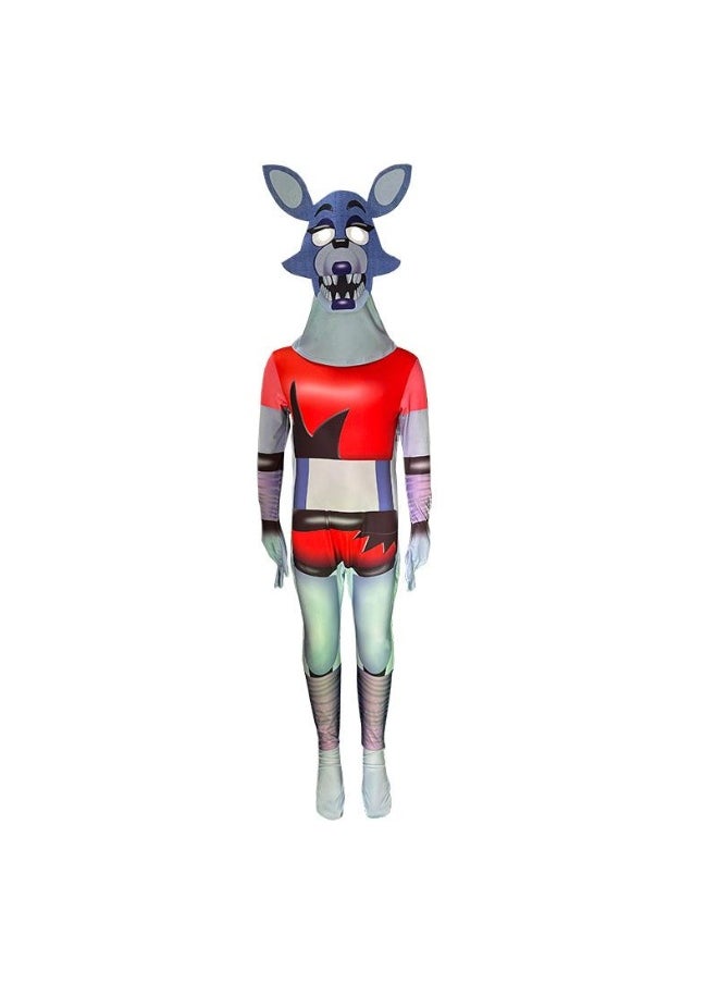 ماركة غير محددة مجموعة واحدة من أزياء حفلة كوس بلاي من Five Nights at Freddy's زي ثعلب رمادي للأطفال والبالغين مع أقنعة  - Image 1