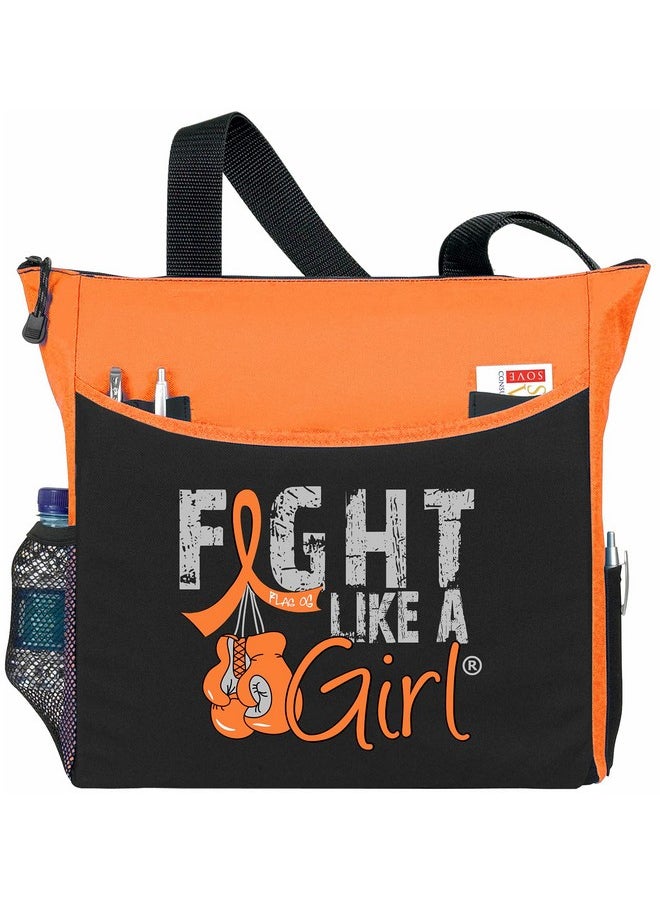 Fight Like a Girl - Knockout Dakota 5Pocket Tote Bag For Leukemia Multiple Sclerosis Kidney Cancer Awareness Orange - Image 1