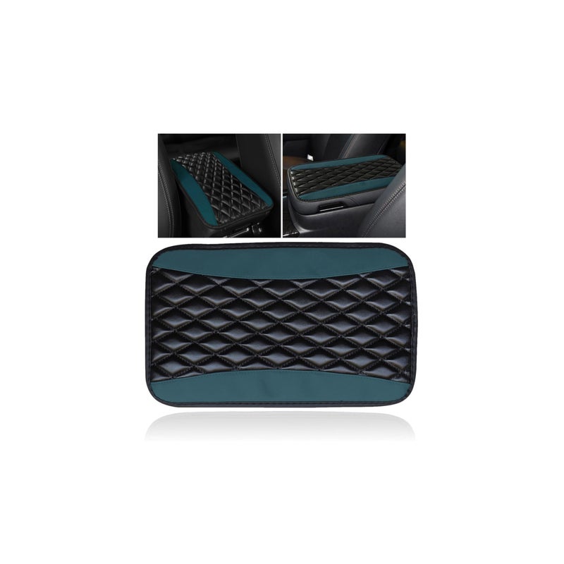 Couslcd Auto Center Console Pad عالمي مقاوم للماء مسند الذراع غطاء صندوق مقعد السيارة الملحقات الداخلية الجلود مسند الذراع غطاء حامي لمعظم شاحنات سيارات الدفع الرباعي (أخضر داكن) - Image 1