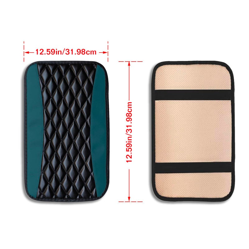 Couslcd Auto Center Console Pad عالمي مقاوم للماء مسند الذراع غطاء صندوق مقعد السيارة الملحقات الداخلية الجلود مسند الذراع غطاء حامي لمعظم شاحنات سيارات الدفع الرباعي (أخضر داكن) - Image 2