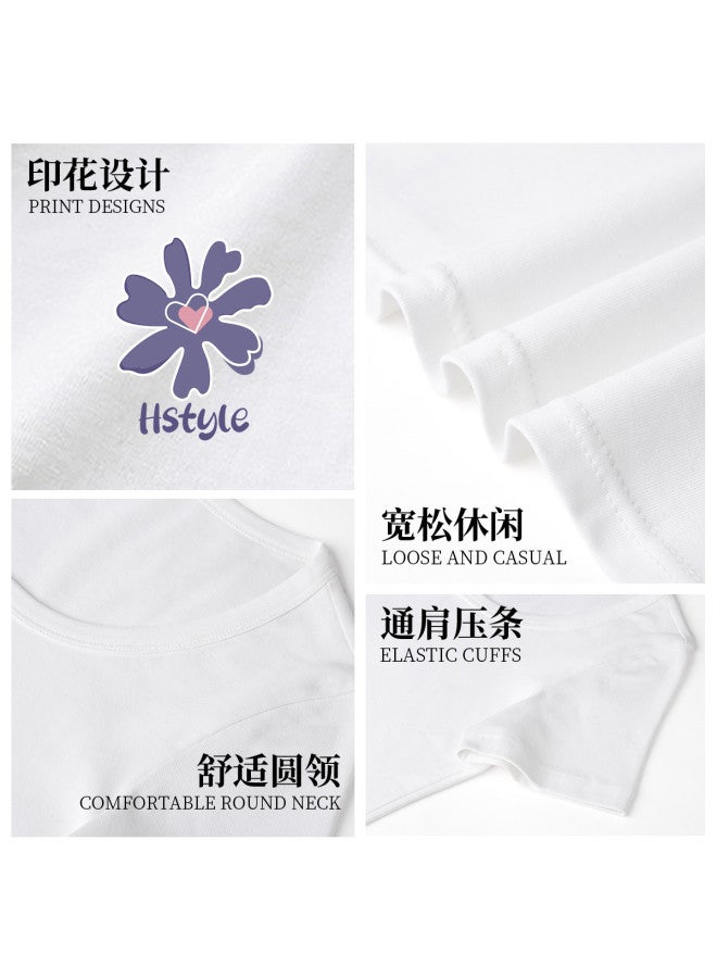 Hstyle 2025 Summer Women's Slim Fit U-neck Short Sleeve Printed Casual T-shirt - Fashionable & Versatile Top - Image 5