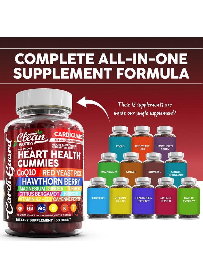 Clean Nutraceuticals Coq10 Gummies | Red Yeast Rice Hawthorn Berry Ginger Turmeric Citrus Bergamot Hibiscus Vitamin K2+D3 Magnesium Glycinate Cayenne Pepper Fenugreek Orange Flavor CardiGuard - Image 2