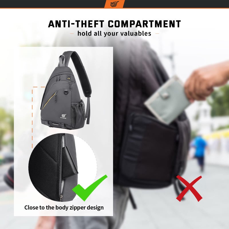 SKYSPER Sling Laptop Bag (Up to 13 Inch) - 18L Crossbody Sling Backpack Travel Shoulder Bag Hiking Daypack for Men Women(Darkgrey) - Image 3