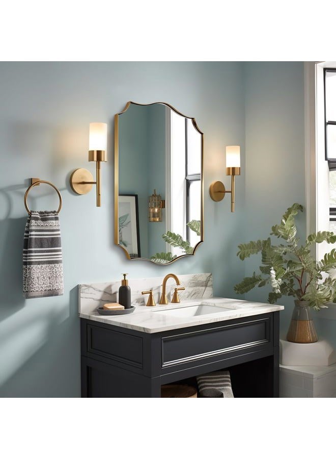 ANDY STAR Gold Mirrors, 24x32 Inch Bathroom Vanity Mirror, Antique Brass Asymmetrical Mirror, Unique Rectangle Mirror with Sophisticated Curved Design, Ideal for Home Decor - Image 3