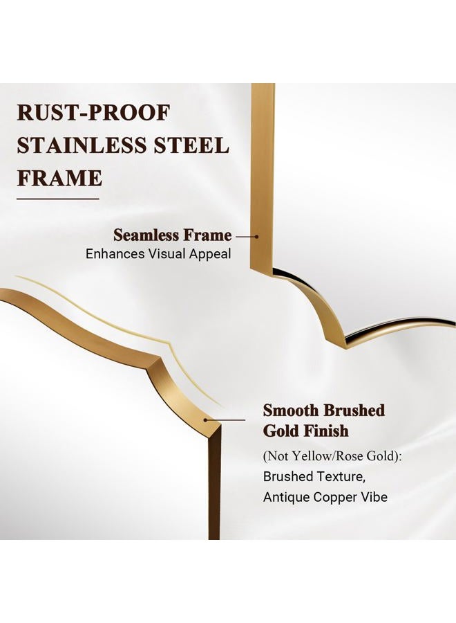 ANDY STAR Gold Mirrors, 24x32 Inch Bathroom Vanity Mirror, Antique Brass Asymmetrical Mirror, Unique Rectangle Mirror with Sophisticated Curved Design, Ideal for Home Decor - Image 4